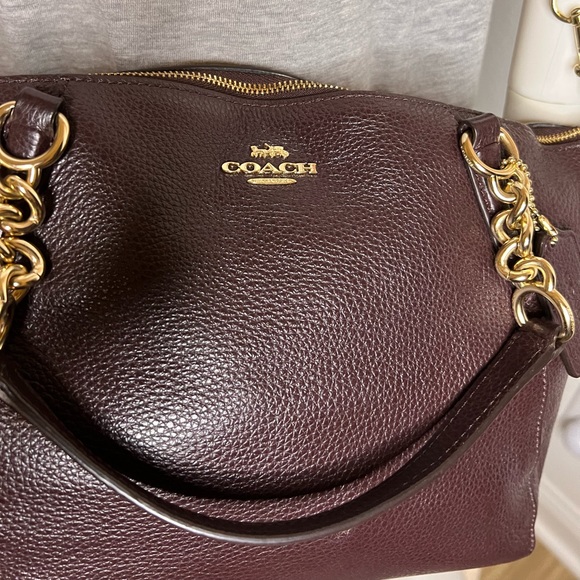 Coach Mini Kelsey Oxblood Pebbled Leather Satchel - Picture 7 of 10